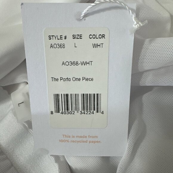 Andie Women's L The Porto 1-Piece Swimsuit White Flower Waist Tie NWT - Picture 9 of 15